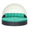 Modway Quest Canopy Outdoor Patio Daybed in Espresso Turquoise - Front Angle