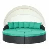 Modway Quest Canopy Outdoor Patio Daybed in Espresso Turquoise - Front Angle - Modway Quest Canopy Outdoor Patio Daybed in Espresso Turquoise - Front Angle