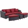 Modway Monterey 4 Piece Outdoor Patio Sofa Set - Brown Red - Front Side Angle - Modway Monterey 4 Piece Outdoor Patio Sofa Set - Brown Red - Front Side Angle