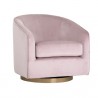 Sunpan Hazel Swivel Lounge Chair in Gold - Blush Sky - Front Side Angle