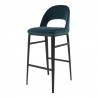 Moe's Home Collection Roger Barstool - Teal Velvet - Front Side Angle