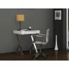 Elm Desk Small In High Gloss White With Two Drawers And Stainless Steel Base - Elm Desk Small In High Gloss White With Two Drawers And Stainless Steel Base