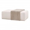 Essentials For Living Dovetail Upholstered Coffee Table in LiveSmart Gellar-Linen, Natural Gray Acacia - Front Side Angle