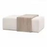 Essentials For Living Dovetail Upholstered Coffee Table in LiveSmart Gellar-Linen, Natural Gray Acacia - Front Side Angle - Essentials For Living Dovetail Upholstered Coffee Table in LiveSmart Gellar-Linen, Natural Gray Acacia - Front Side Angle
