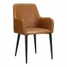 Moe's Home Collection Cantata Dining Chair Mayon Tawny Vegan Leather - Set of Two - Front Side Angle - Moe's Home Collection Cantata Dining Chair Mayon Tawny Vegan Leather - Set of Two - Front Side Angle