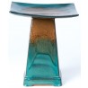 Alfresco Home Zen Bird Bath in Large Aqua - Front Angle