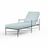 Provence Chaise Lounge in Canvas Skyline w/ Self Welt - Front Side Angle - Provence Chaise Lounge in Canvas Skyline w/ Self Welt - Front Side Angle