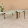 Manhattan Comfort Mid-Century Modern Gales End Table with Solid Wood Legs in Pistachio Green Set