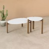 Manhattan Comfort Mid-Century Modern Gales End Table with Solid Wood Legs in Matte White Set