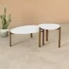 Manhattan Comfort Mid-Century Modern Gales End Table with Solid Wood Legs in Matte White Set - Manhattan Comfort Mid-Century Modern Gales End Table with Solid Wood Legs in Matte White Set