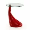 Manhattan Comfort Lava 19.7 in. Glass Top Accent Table Red - Manhattan Comfort Lava 19.7 in. Glass Top Accent Table Red
