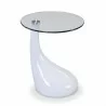 Manhattan Comfort Lava 19.7 in. Glass Top Accent Table White - Manhattan Comfort Lava 19.7 in. Glass Top Accent Table White