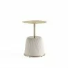 Manhattan Comfort Modern Anderson End Table 1.0 Upholstered in Leatherette with Gold Tabletop Cream - Manhattan Comfort Modern Anderson End Table 1.0 Upholstered in Leatherette with Gold Tabletop Cream