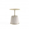 Manhattan Comfort Modern Anderson End Table 1.0 Upholstered in Leatherette with Gold Tabletop Cream