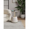 Manhattan Comfort Modern Anderson End Table 1.0 Upholstered in Leatherette with Gold Tabletop Cream