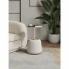 Manhattan Comfort Modern Anderson End Table 1.0 Upholstered in Leatherette with Gold Tabletop Cream - Manhattan Comfort Modern Anderson End Table 1.0 Upholstered in Leatherette with Gold Tabletop Cream