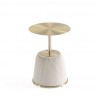 Manhattan Comfort Modern Anderson End Table 1.0 Upholstered in Leatherette with Gold Tabletop Cream Top Angle