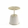 Manhattan Comfort Modern Anderson End Table 1.0 Upholstered in Leatherette with Gold Tabletop Cream Top Angle - Manhattan Comfort Modern Anderson End Table 1.0 Upholstered in Leatherette with Gold Tabletop Cream Top Angle