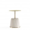 Manhattan Comfort Modern Anderson End Table 1.0 Upholstered in Leatherette with Gold Tabletop Cream Front
