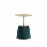 Manhattan Comfort Modern Anderson End Table 1.0 Upholstered in Leatherette with Gold Tabletop Green Front - Manhattan Comfort Modern Anderson End Table 1.0 Upholstered in Leatherette with Gold Tabletop Green Front