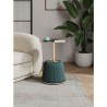 Manhattan Comfort Modern Anderson End Table 1.0 Upholstered in Leatherette with Gold Tabletop Green