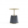 Manhattan Comfort Modern Anderson End Table 1.0 Upholstered in Leatherette with Gold Tabletop Grey Front Angle