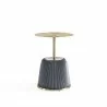 Manhattan Comfort Modern Anderson End Table 1.0 Upholstered in Leatherette with Gold Tabletop Grey Front Angle - Manhattan Comfort Modern Anderson End Table 1.0 Upholstered in Leatherette with Gold Tabletop Grey Front Angle
