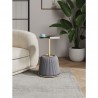 Manhattan Comfort Modern Anderson End Table 1.0 Upholstered in Leatherette with Gold Tabletop Grey