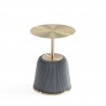 Manhattan Comfort Modern Anderson End Table 1.0 Upholstered in Leatherette with Gold Tabletop Grey Top Angle