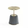 Manhattan Comfort Modern Anderson End Table 1.0 Upholstered in Leatherette with Gold Tabletop Grey Top Angle - Manhattan Comfort Modern Anderson End Table 1.0 Upholstered in Leatherette with Gold Tabletop Grey Top Angle