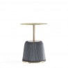 Manhattan Comfort Modern Anderson End Table 1.0 Upholstered in Leatherette with Gold Tabletop Grey Front
