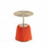 Manhattan Comfort Modern Anderson End Table 1.0 Upholstered in Leatherette with Gold Tabletop Orange Top Angle