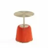 Manhattan Comfort Modern Anderson End Table 1.0 Upholstered in Leatherette with Gold Tabletop Orange Top Angle - Manhattan Comfort Modern Anderson End Table 1.0 Upholstered in Leatherette with Gold Tabletop Orange Top Angle