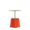 Manhattan Comfort Modern Anderson End Table 1.0 Upholstered in Leatherette with Gold Tabletop Orange Front
