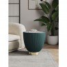 Manhattan Comfort Modern Anderson End Table 2.0 Upholstered in Leatherette with Ceramic Faux Marble Tabletop Green