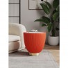 Manhattan Comfort Modern Anderson End Table 2.0 Upholstered in Leatherette with Ceramic Faux Marble Tabletop Orange