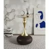 Manhattan Comfort Modern Patchin End Table with Round Metal Base in Brown Wood with Gold Tabletop - Manhattan Comfort Modern Patchin End Table with Round Metal Base in Brown Wood with Gold Tabletop