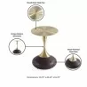 Manhattan Comfort Modern Patchin End Table with Round Metal Base in Brown Wood with Gold Tabletop Details - Manhattan Comfort Modern Patchin End Table with Round Metal Base in Brown Wood with Gold Tabletop Details