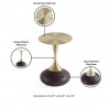 Manhattan Comfort Modern Patchin End Table with Round Metal Base in Brown Wood with Gold Tabletop Details