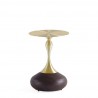 Manhattan Comfort Modern Patchin End Table with Round Metal Base in Brown Wood with Gold Tabletop 
