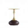 Manhattan Comfort Modern Patchin End Table with Round Metal Base in Brown Wood with Gold Tabletop Front