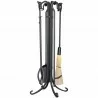 Mr. Bar-B-Q UniFlame® 5 Piece Black Wrought Iron Fireset with Crook Handles - Mr. Bar-B-Q UniFlame® 5 Piece Black Wrought Iron Fireset with Crook Handles