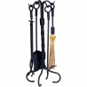 Mr. Bar-B-Q UniFlame® 5 Piece Black Wrought Iron Fireset with Ring/Twist Handles