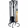 Mr. Bar-B-Q UniFlame® 5 Piece Black Wrought Iron Fireset with Ring/Twist Handles - Mr. Bar-B-Q UniFlame® 5 Piece Black Wrought Iron Fireset with Ring/Twist Handles