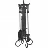 Mr. Bar-B-Q UniFlame® 5 Piece Olde World Iron Fireset with Heavy Crook Handles - Mr. Bar-B-Q UniFlame® 5 Piece Olde World Iron Fireset with Heavy Crook Handles