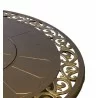 AZ Patio Heaters Outdoor Round Propane Aluminum Fire Pit with Scroll Design - Side Closeup Angle - AZ Patio Heaters Outdoor Round Propane Aluminum Fire Pit with Scroll Design - Side Closeup Angle