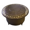 AZ Patio Heaters Outdoor Round Propane Aluminum Fire Pit with Scroll Design - Front Top Angle