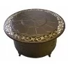 AZ Patio Heaters Outdoor Round Propane Aluminum Fire Pit with Scroll Design - Front Top Angle - AZ Patio Heaters Outdoor Round Propane Aluminum Fire Pit with Scroll Design - Front Top Angle
