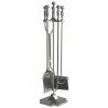 Mr. Bar-B-Q UniFlame® 5 Piece Satin Pewter Finish Fireset with Ball Handles and Pedestal Base - Mr. Bar-B-Q UniFlame® 5 Piece Satin Pewter Finish Fireset with Ball Handles and Pedestal Base