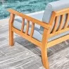 Vifah Kapalua Honey Nautical Eucalyptus Wooden Outdoor Sofa Bench with Cushion, Back Seat Closeup View - Vifah Kapalua Honey Nautical Eucalyptus Wooden Outdoor Sofa Bench with Cushion, Back Seat Closeup View